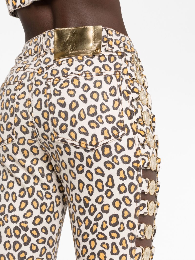 Neutral Leopard Print Slim-leg Trousers