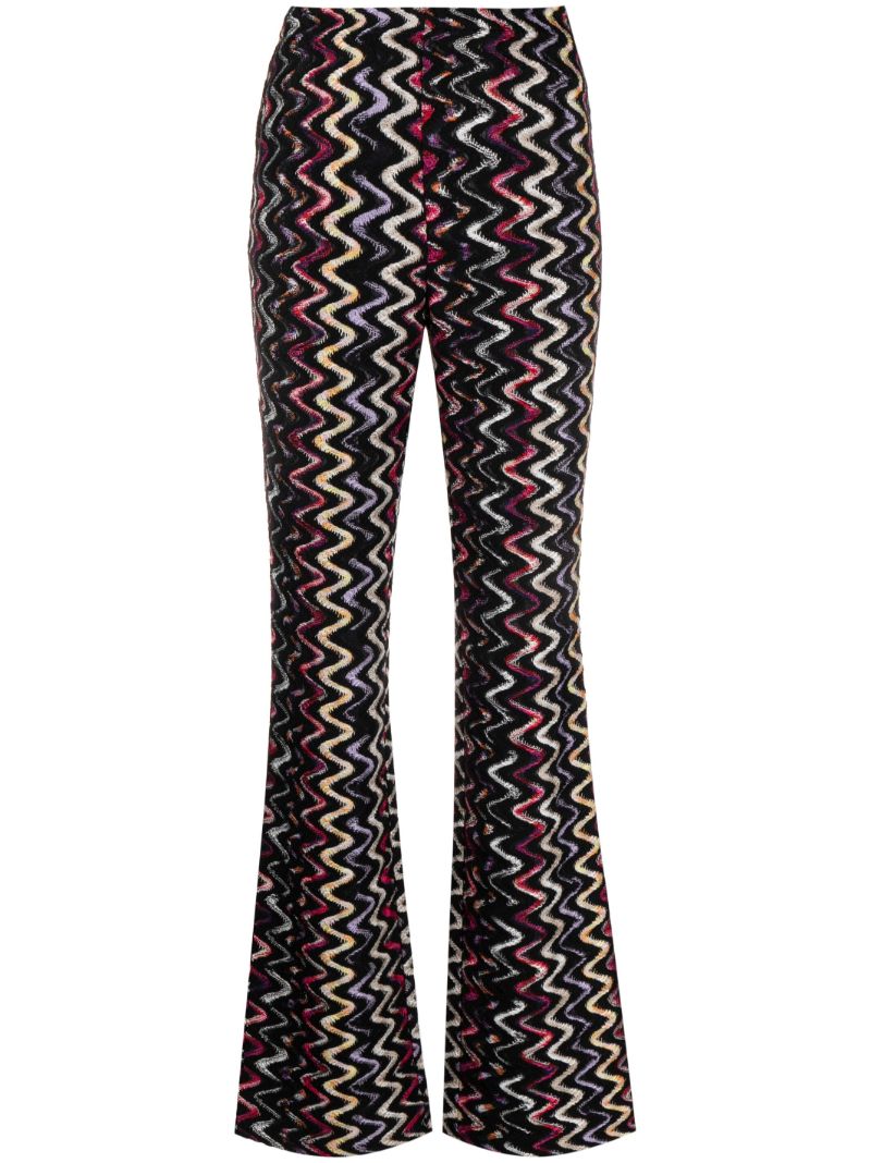 Black Zigzag Flared Trousers