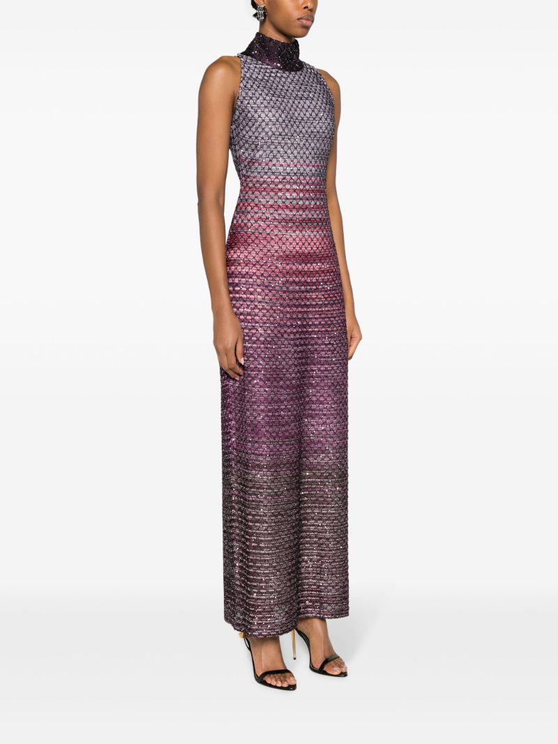 Purple Geometric-pattern Maxi Dress