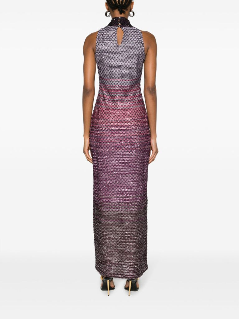 Purple Geometric-pattern Maxi Dress