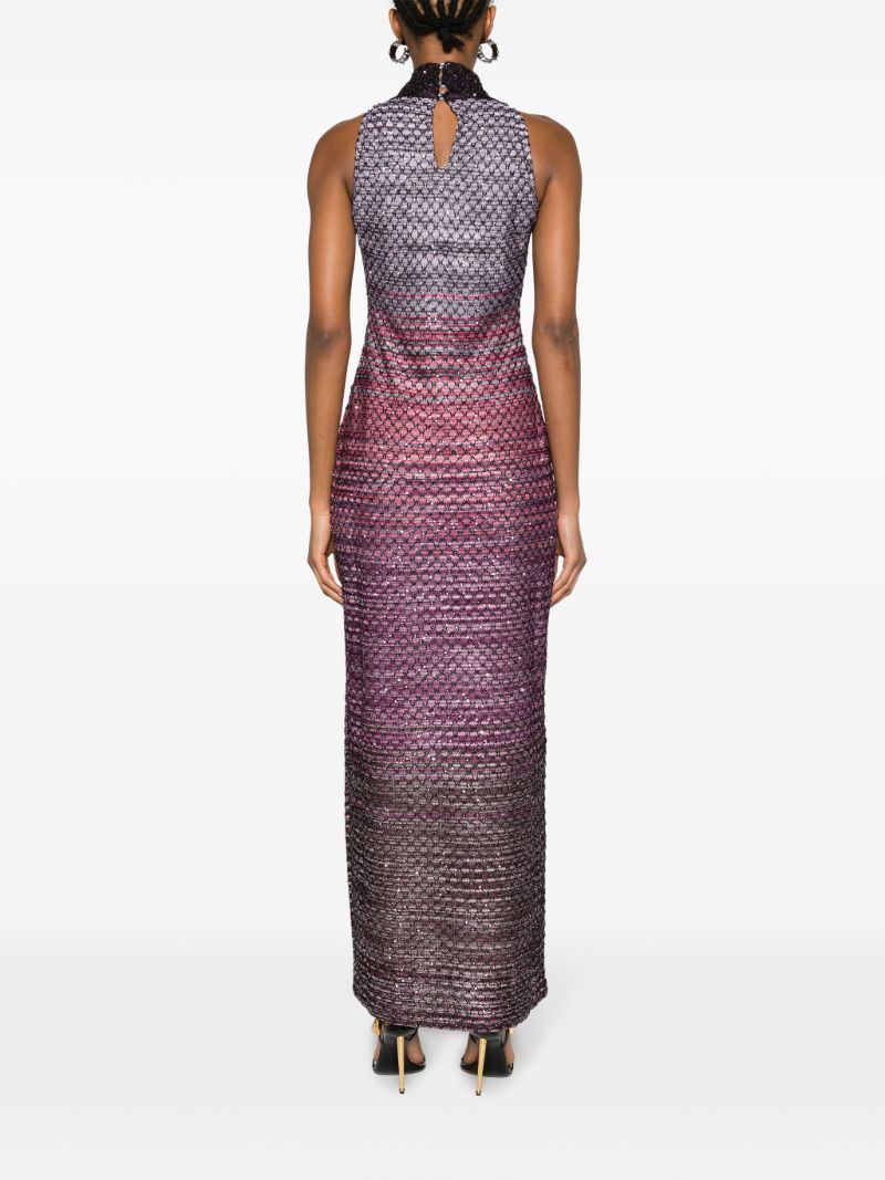 Purple Geometric-pattern Maxi Dress