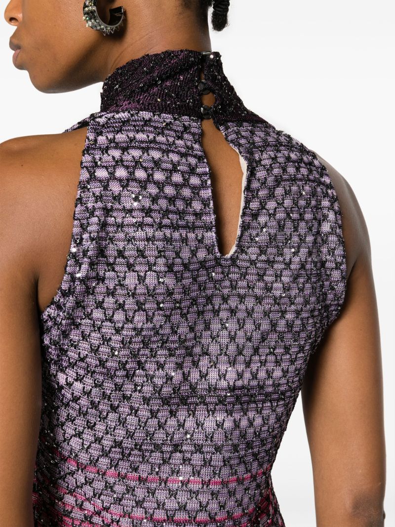 Purple Geometric-pattern Maxi Dress