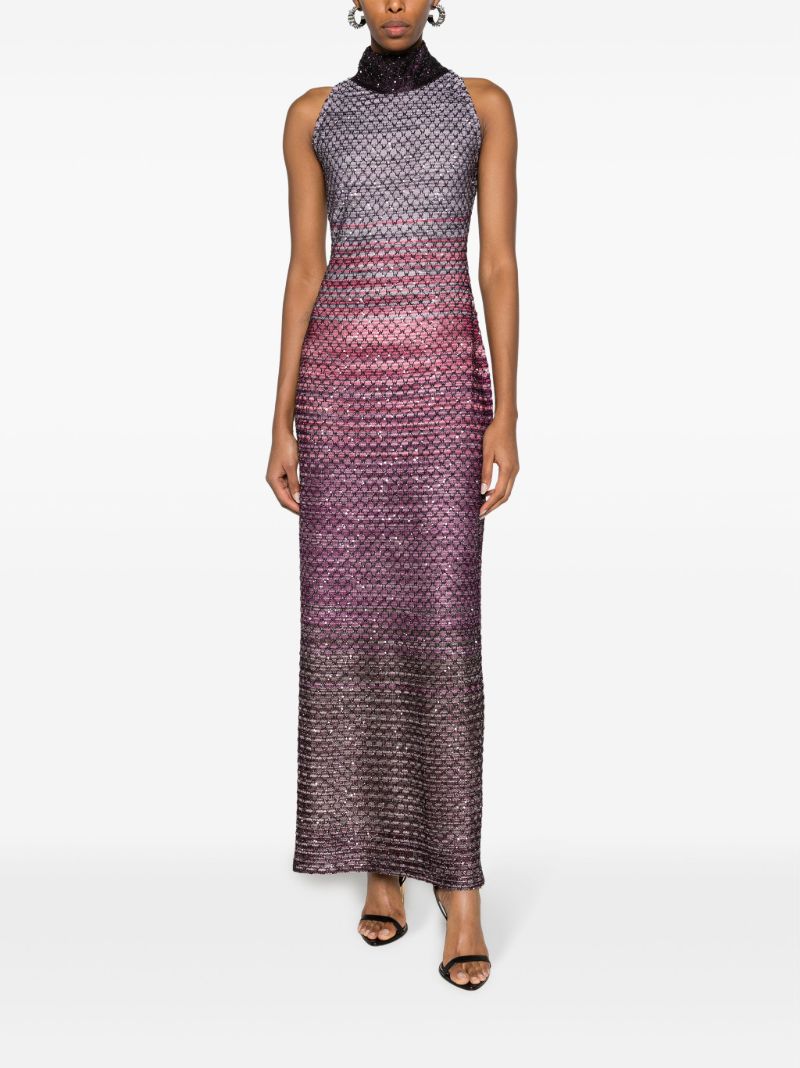 Purple Geometric-pattern Maxi Dress