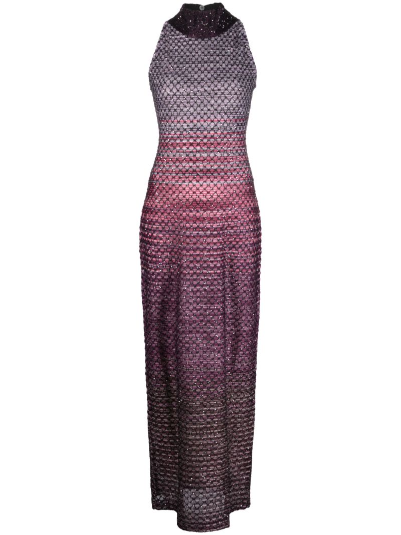 Purple Geometric-pattern Maxi Dress