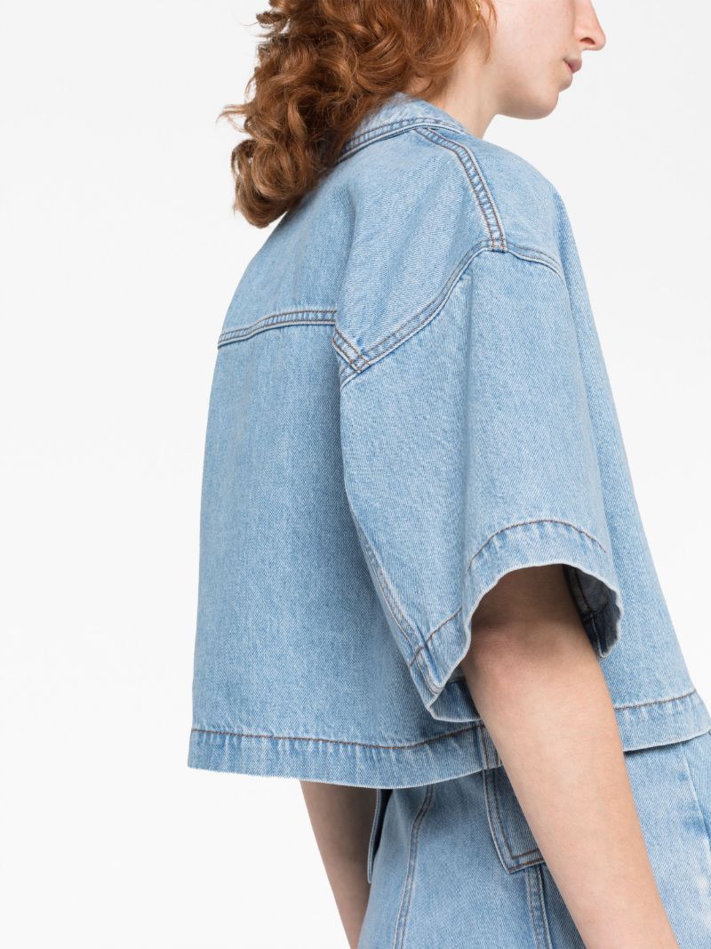 Blue Cropped Denim Jacket