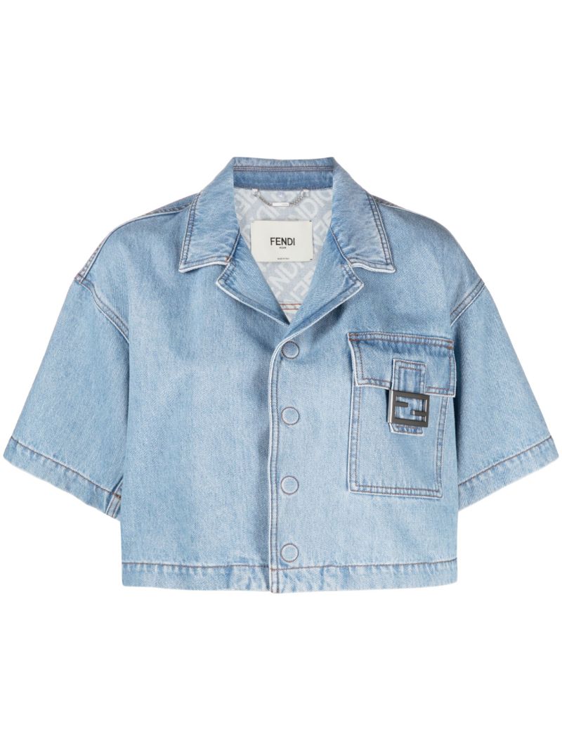 Blue Cropped Denim Jacket