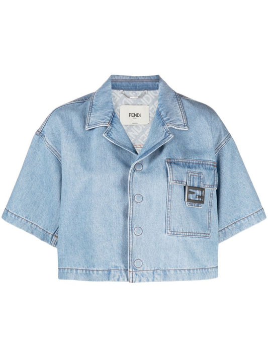 Blue Cropped Denim Jacket
