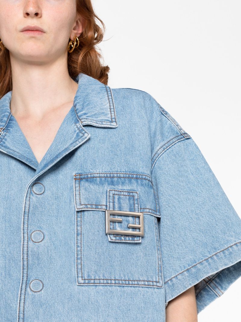 Blue Cropped Denim Jacket