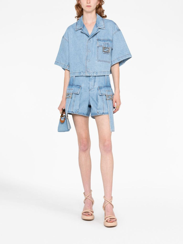 Blue Cropped Denim Jacket
