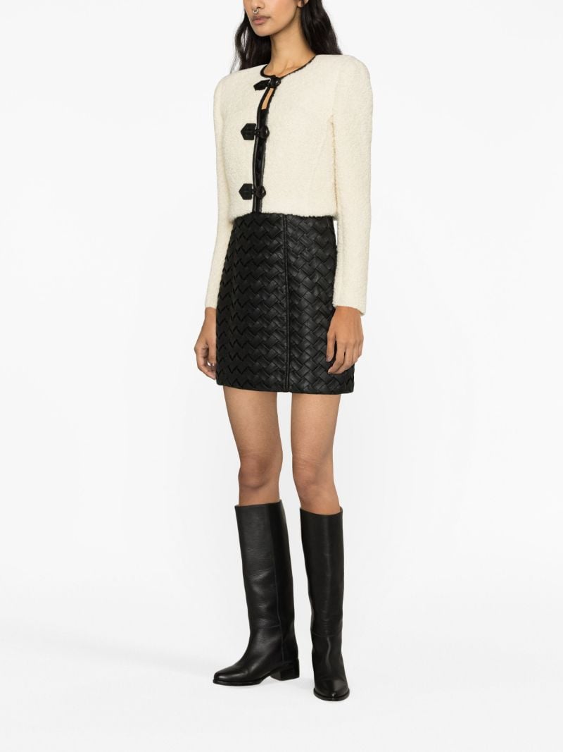 Neutral Leather-trim BouclÃ_x0083_Â© Jacket