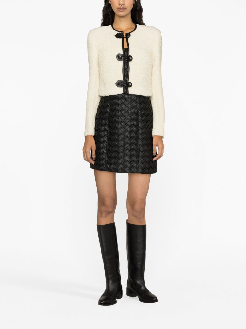 Neutral Leather-trim BouclÃ_x0083_Â© Jacket