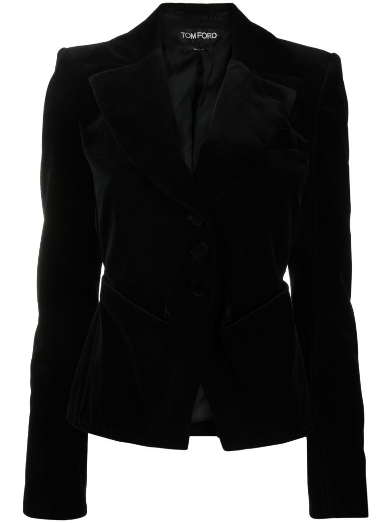 Black Belted Velvet Blazer