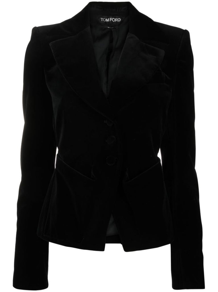 Black Belted Velvet Blazer