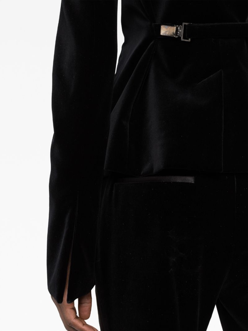 Black Belted Velvet Blazer