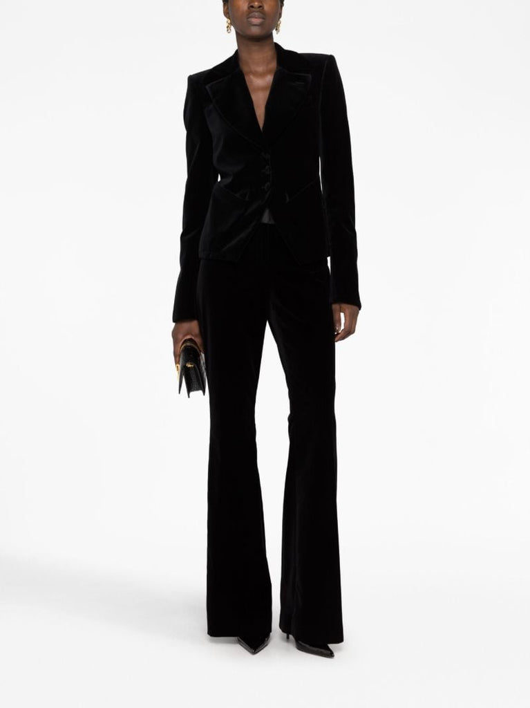 Black Belted Velvet Blazer