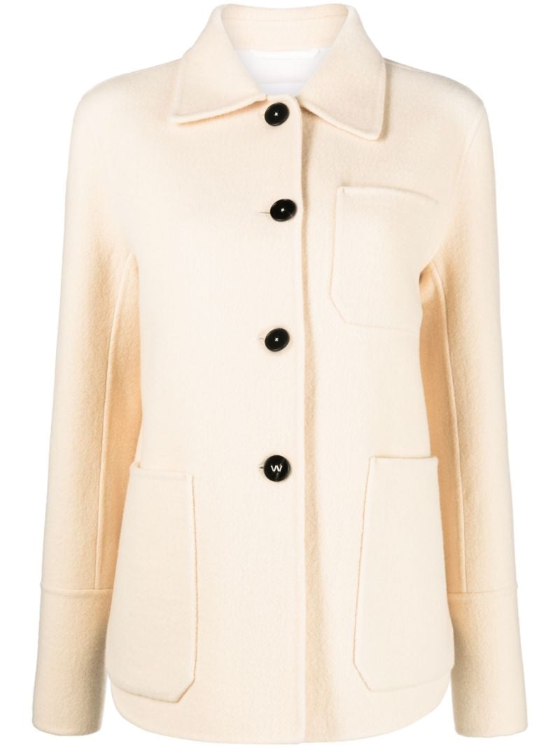 Neutral Single-breasted Short Wool Coat