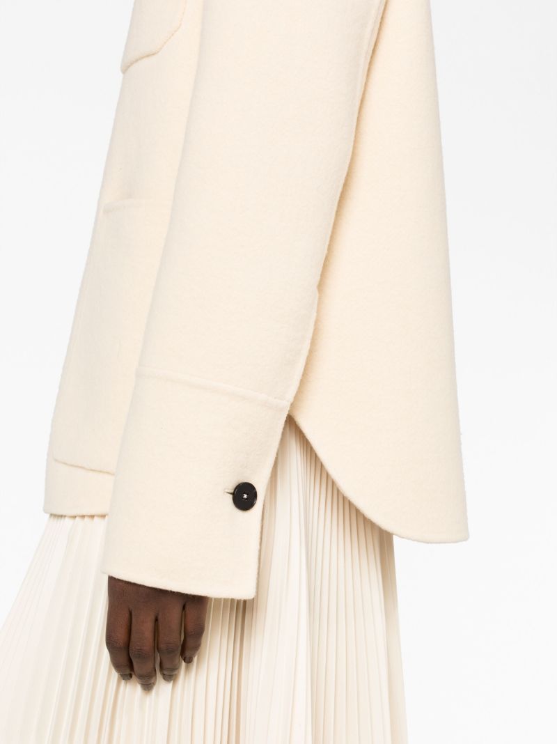 Neutral Single-breasted Short Wool Coat