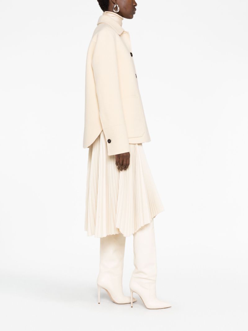 Neutral Single-breasted Short Wool Coat