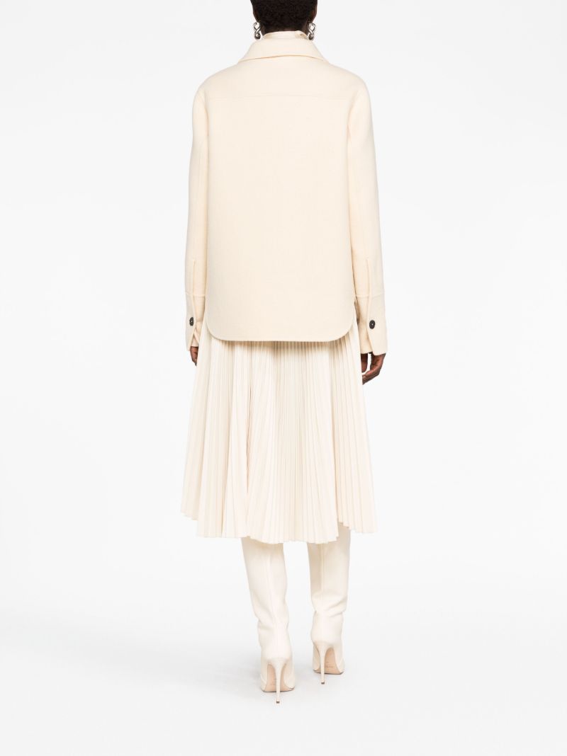 Neutral Single-breasted Short Wool Coat