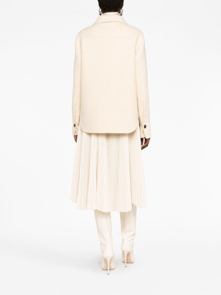 Neutral Single-breasted Short Wool Coat