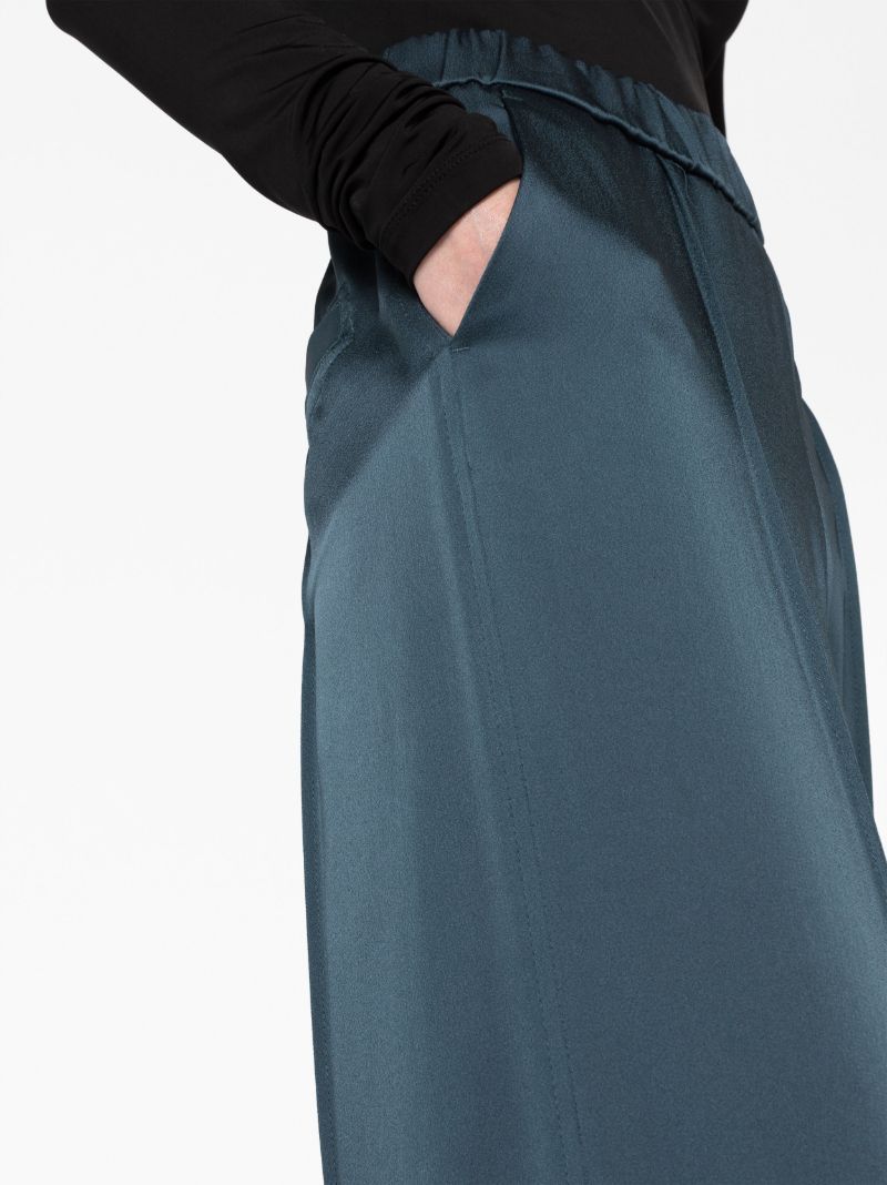 Blue Satin Straight-leg Trousers