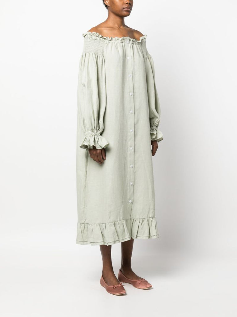 Green Romantica Linen Lounge Dress