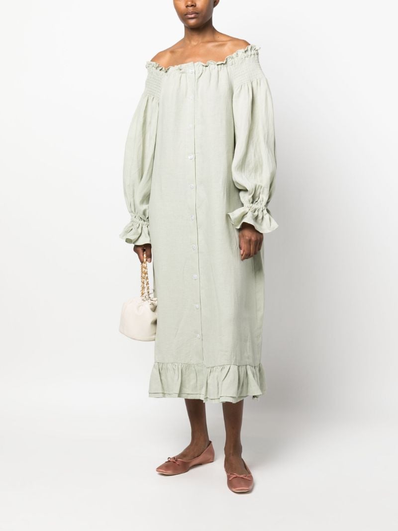 Green Romantica Linen Lounge Dress