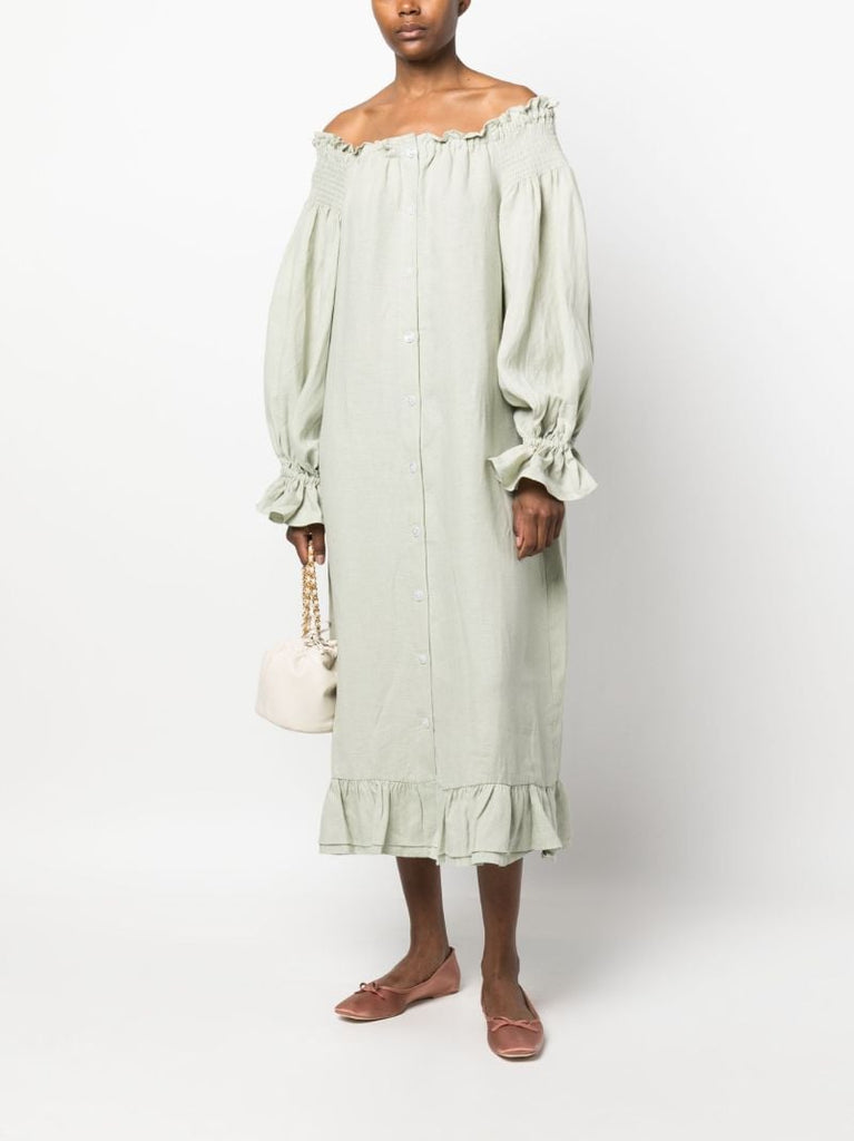 Green Romantica Linen Lounge Dress