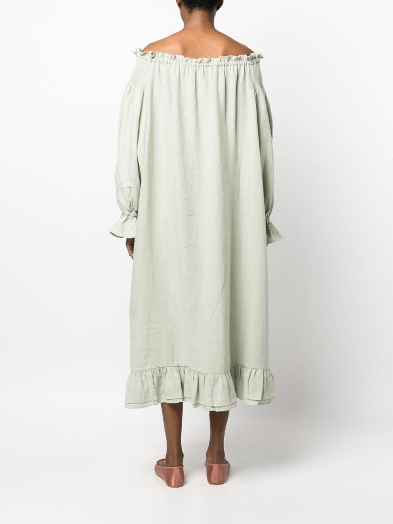Green Romantica Linen Lounge Dress
