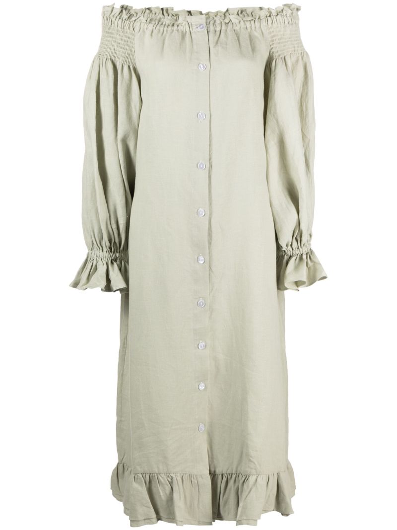 Green Romantica Linen Lounge Dress