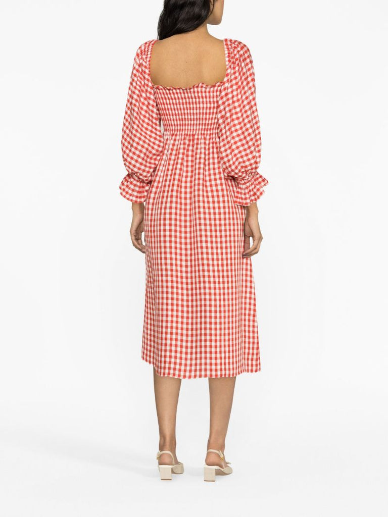 Red Atlanta Vichy-print Midi Dress