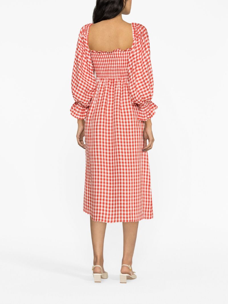 Red Atlanta Vichy-print Midi Dress