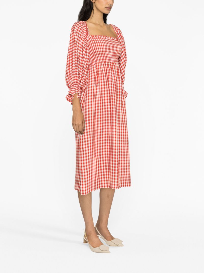 Red Atlanta Vichy-print Midi Dress