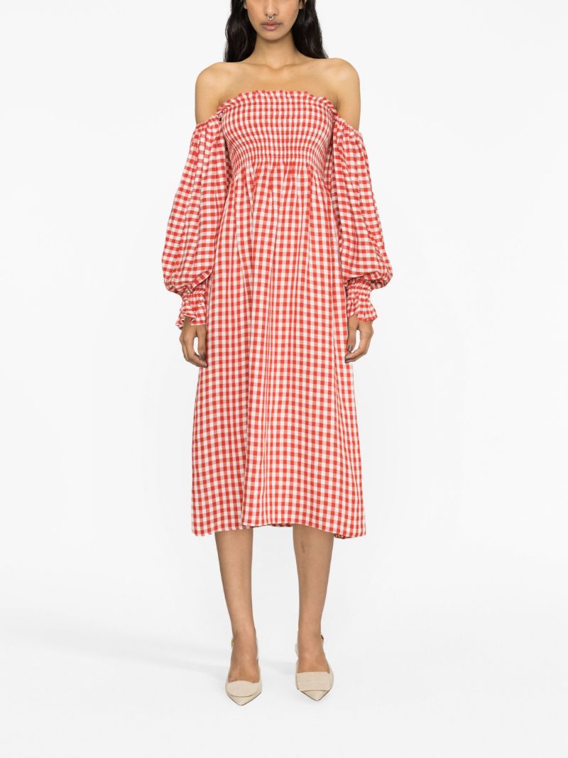 Red Atlanta Vichy-print Midi Dress