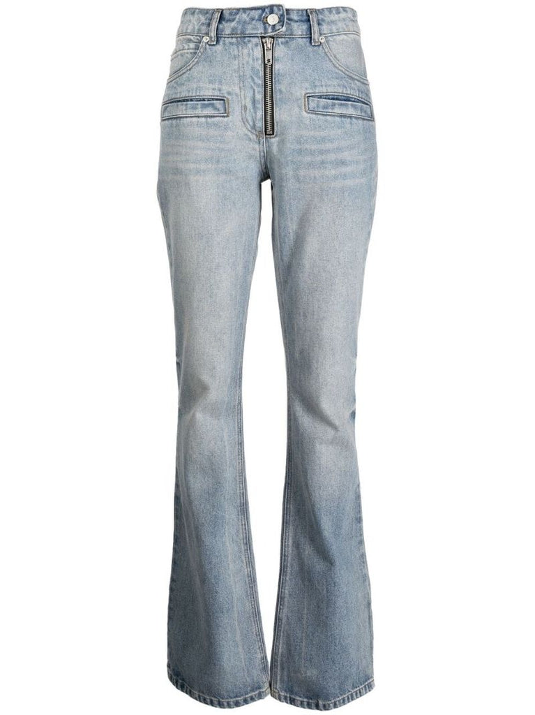 Blue Mid-rise Flared Jeans