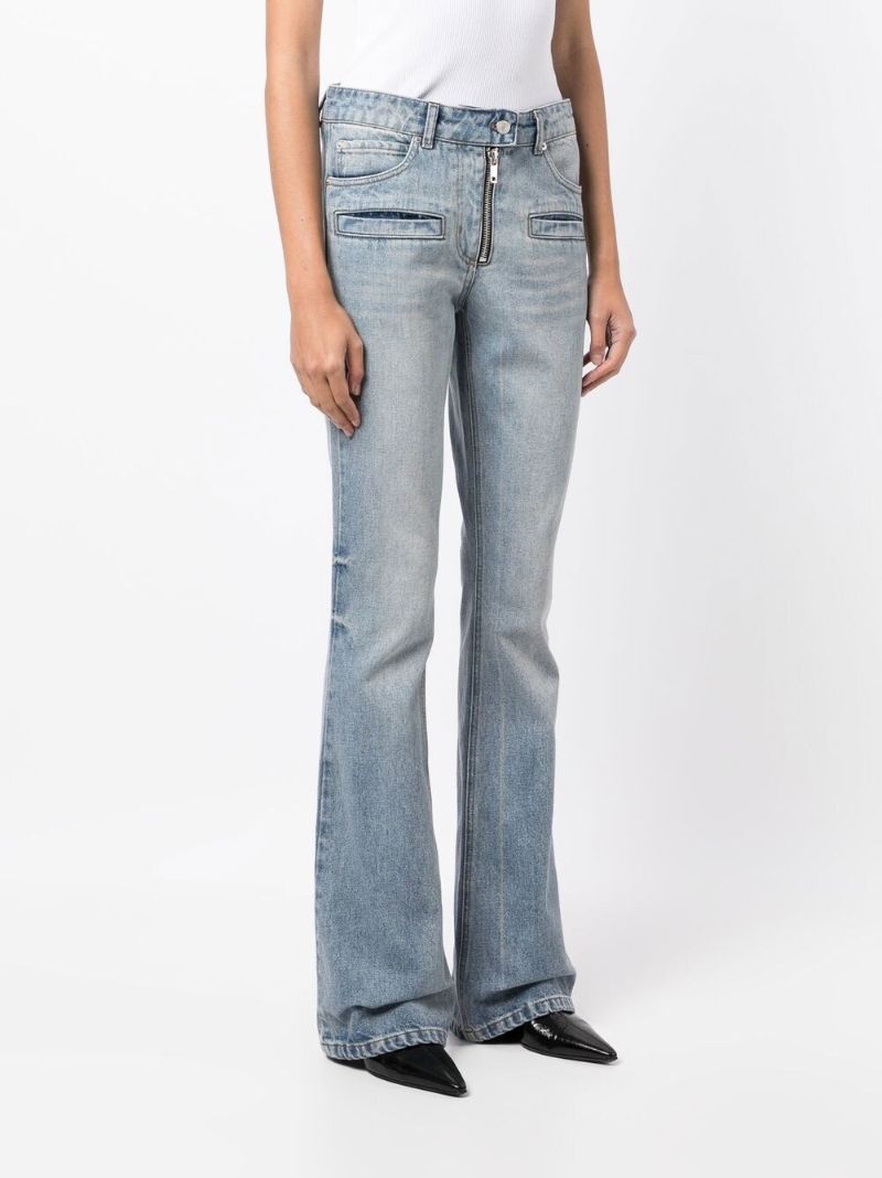 Blue Mid-rise Flared Jeans