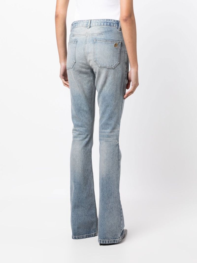 Blue Mid-rise Flared Jeans