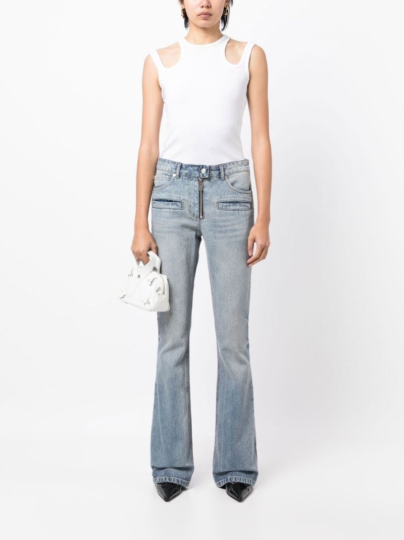 Blue Mid-rise Flared Jeans