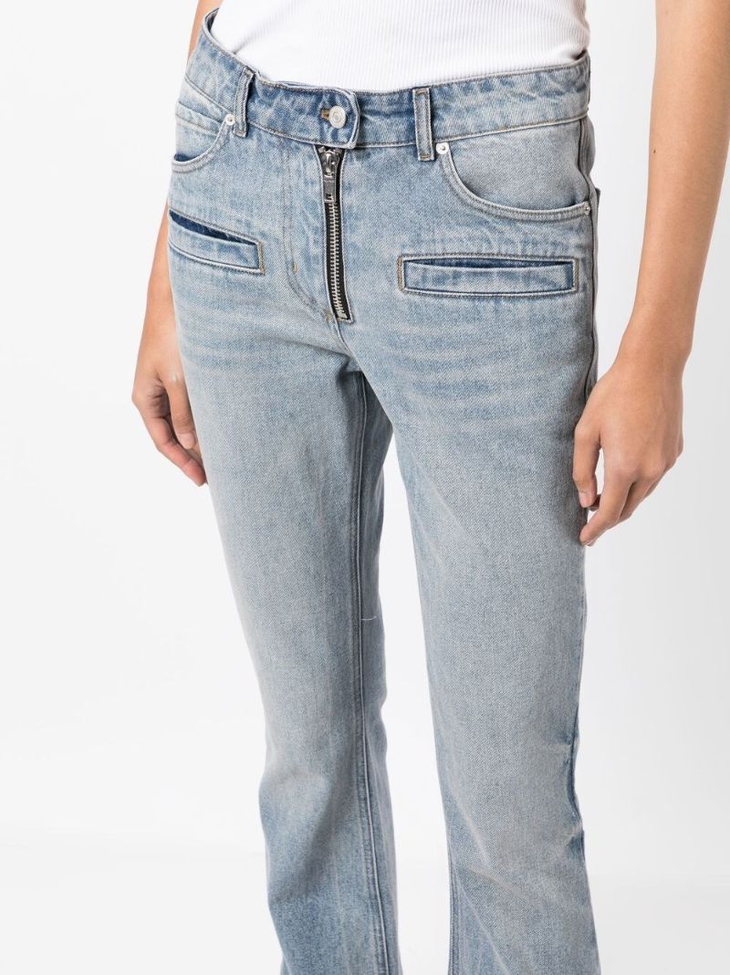 Blue Mid-rise Flared Jeans