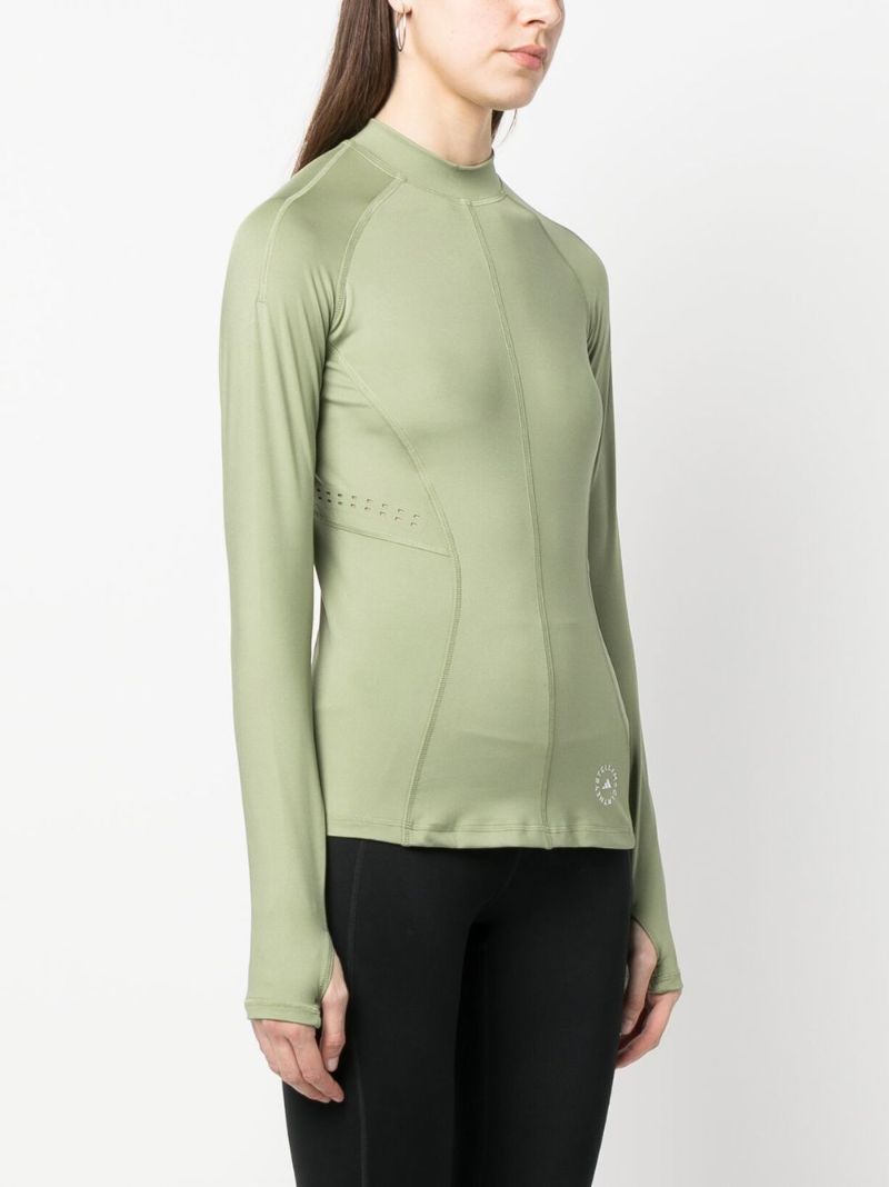 Green Mock Neck Vented T-shirt