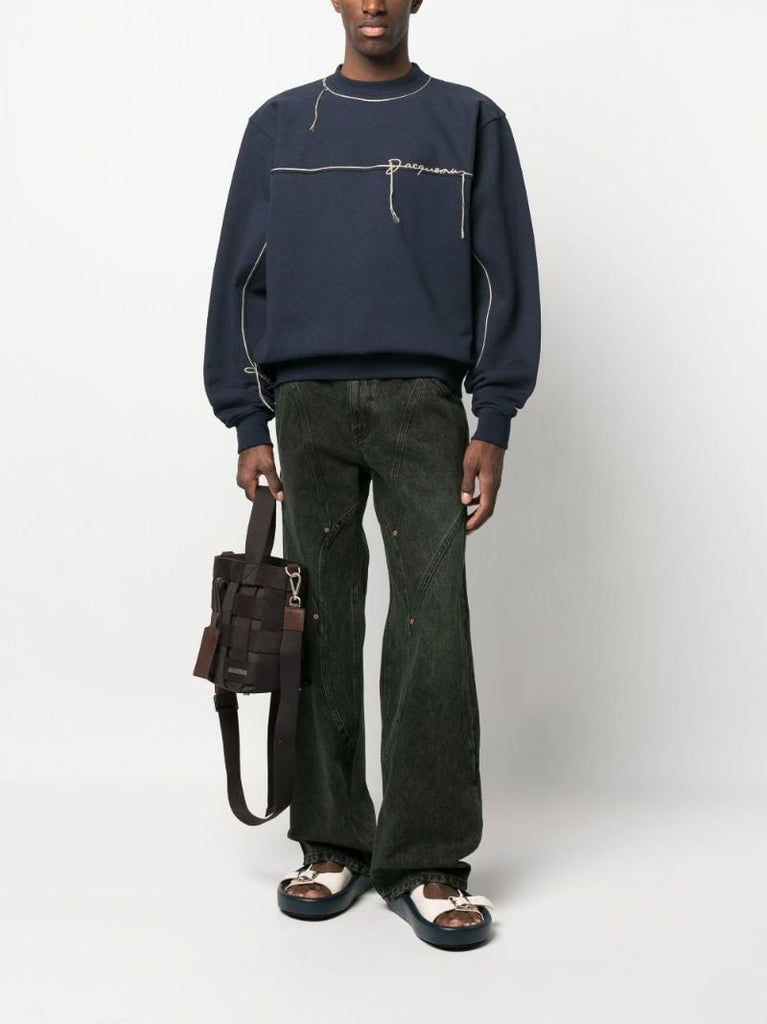 Blue Embroidered Logo Jumper