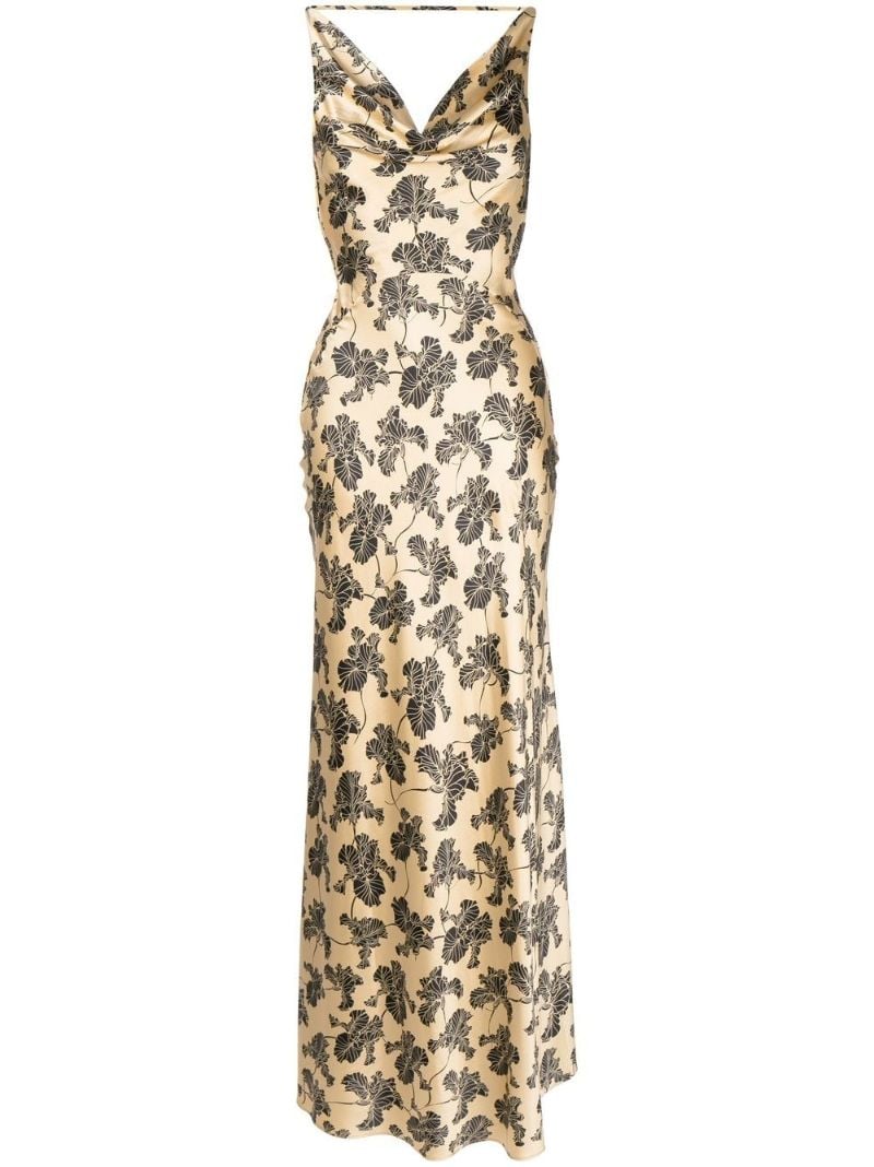 Neutral Colombina Floral Print Maxi Dress