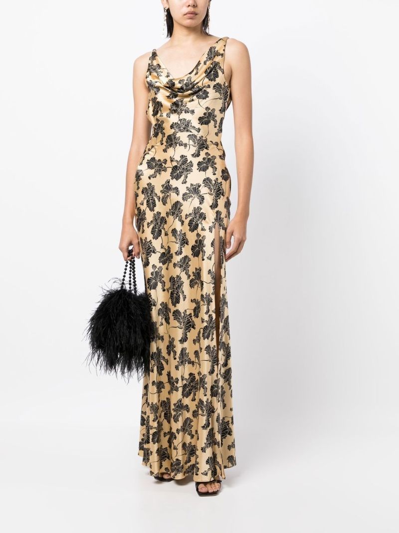 Neutral Colombina Floral Print Maxi Dress
