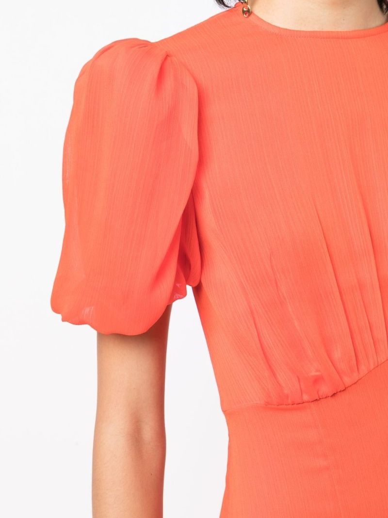 Orange Agua Puff-sleeve Maxi Dress