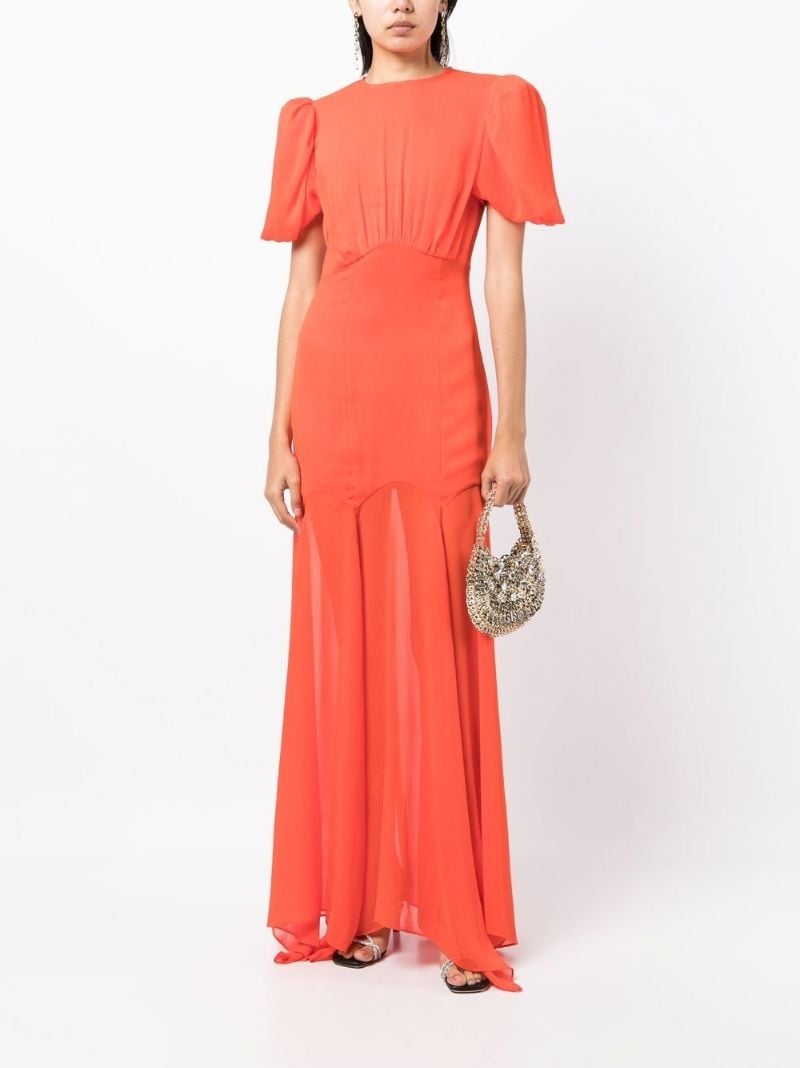Orange Agua Puff-sleeve Maxi Dress