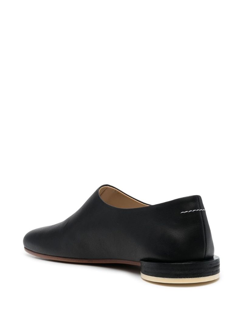 Black Square Toe Leather Loafers