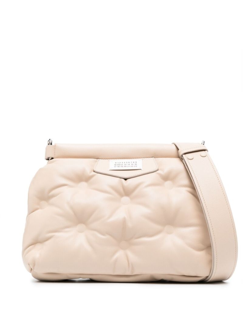 Neutral Small Glam Slam Leather Cross Body Bag