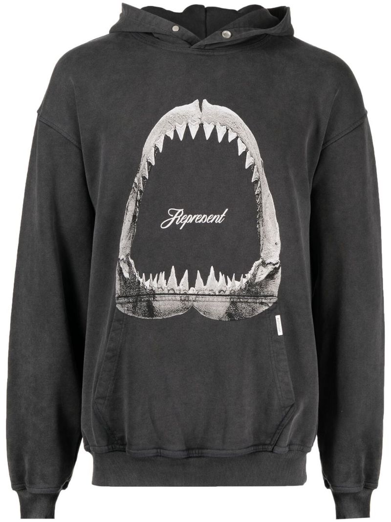 Grey Shark Jaws Cotton Hoodie