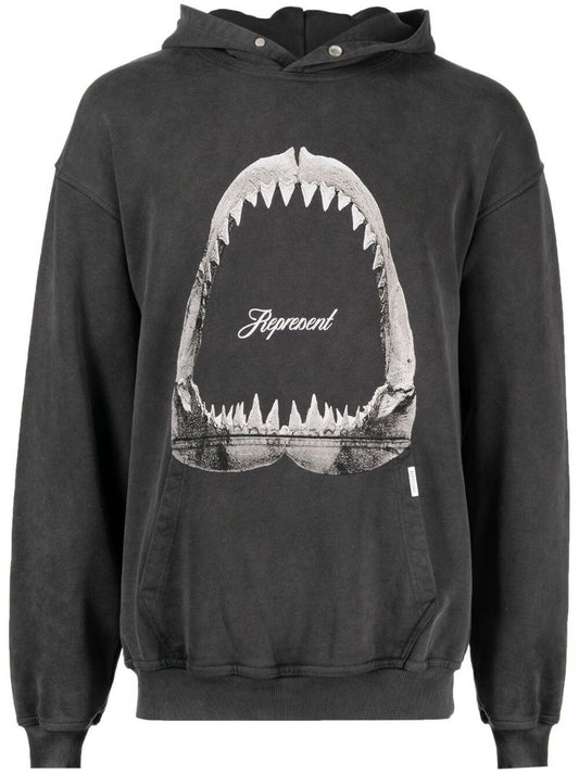 Grey Shark Jaws Cotton Hoodie