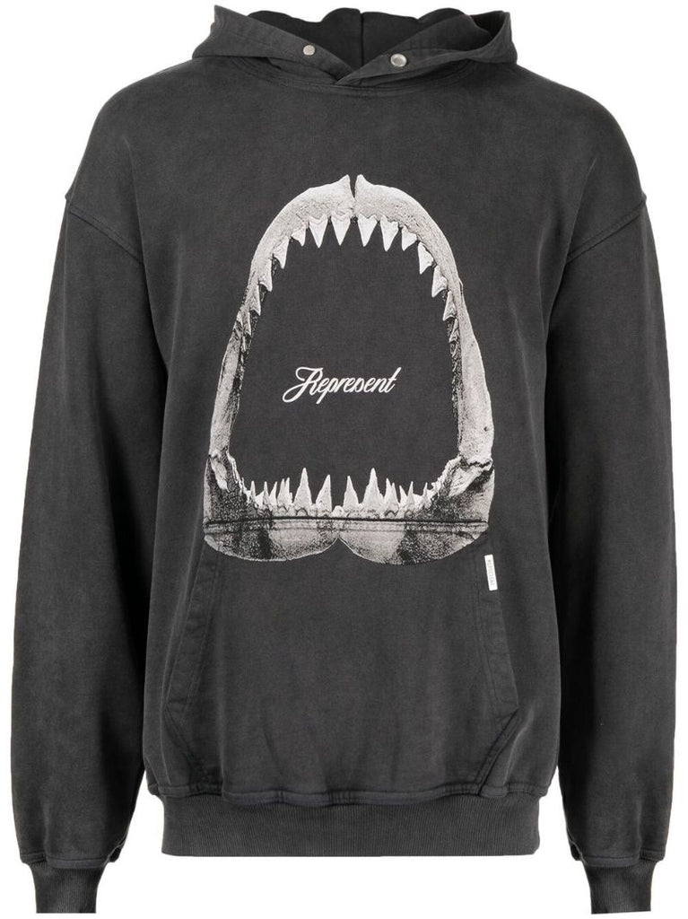 Grey Shark Jaws Cotton Hoodie